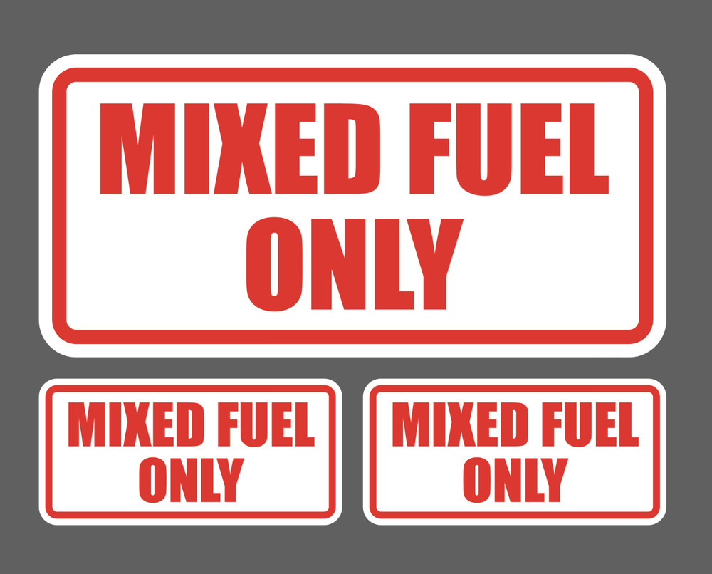 Mixed Fuel Only Vinyl Decal Sticker Red White Label Oil Gas Door Label UV 3for1