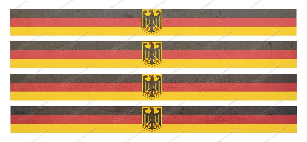 4Pcs Pack Lot German Germany Racing Stripes Flag Vintage Style Stickers