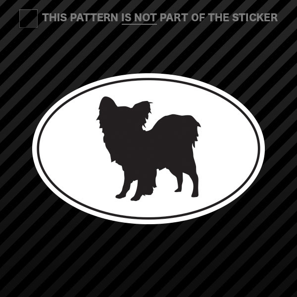 Papillon Euro Oval Sticker Self Adhesive Vinyl dog canine pet