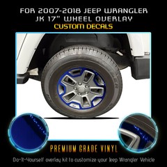 For 2007-2018 Jeep Wrangler JK 17″ Wheel Graphic Overlay – Chrome Mirror Vinyl