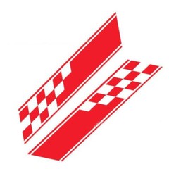 2pcs Racing Plaid Hood Side Door Fender Stripes Decal Stickers for Car Truck SUV