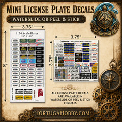 California – 1:18, 1:24, 1:64 & 1:10 Scale License Plates for diecast or models