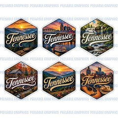Tennessee TN Vinyl Decal Sticker Travel Souvenir 6 Pack B