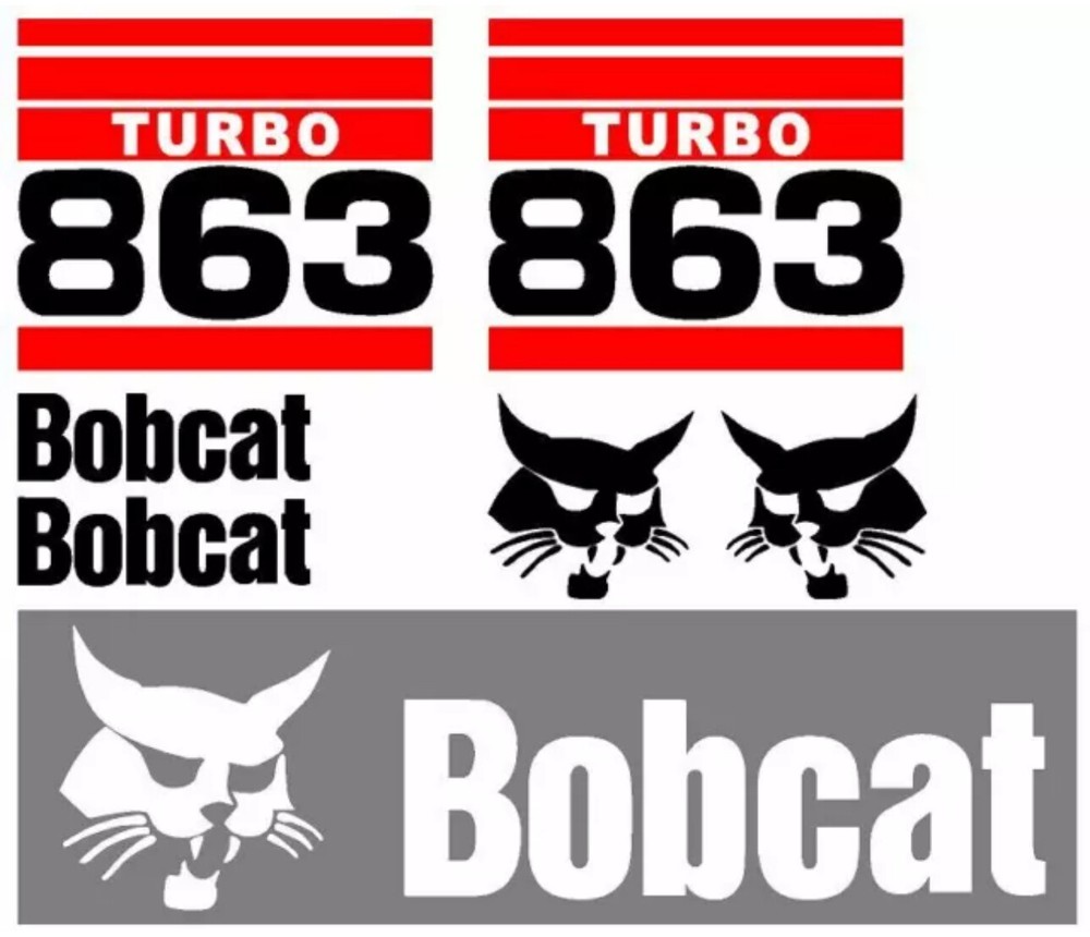 Bobcat 863 (SET OF 7) Skid Steer Replacement Aftermarket Vinyl Decals.