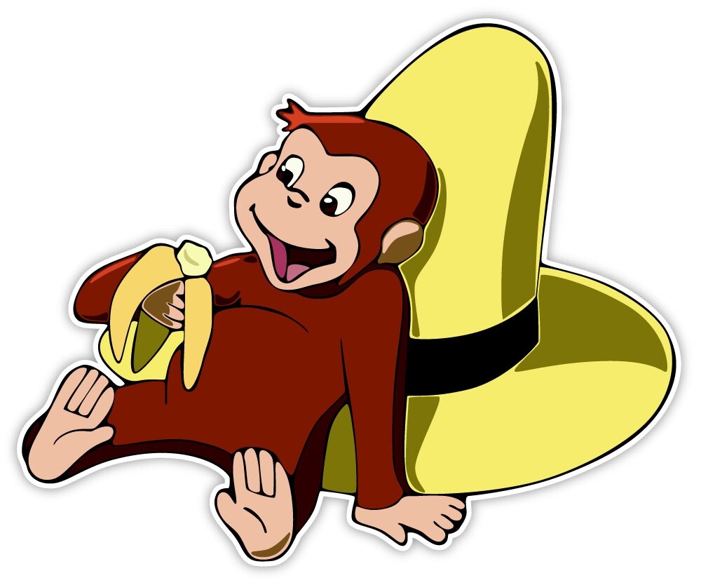 Curious George sticker decal 5″ x 4″