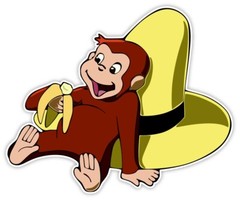 Curious George sticker decal 5″ x 4″