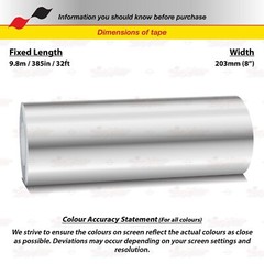 CHROME SILVER 8″ 203mm Roll PIN STRIPE Striping Line TAPE Decal Vinyl Sticker