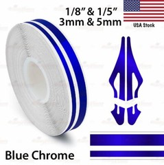 BLUE CHROME 9/16″ PINSTRIPE Car Model Pinstriping Double TAPE Vinyl Sticker 15mm