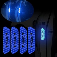 4Pcs Blue Reflective Door Open Warning Stickers Fits Car