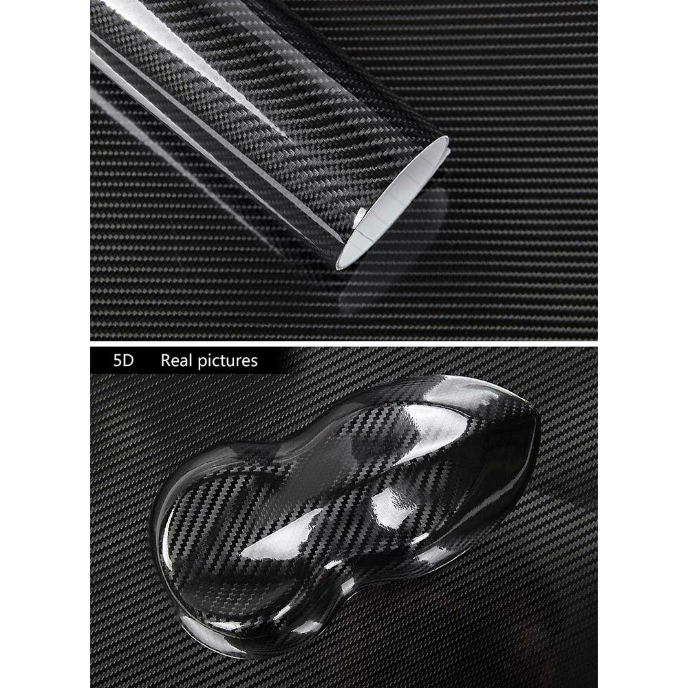 5D Carbon Fiber Vinyl Film High Gloss Ultra Shiny Car Wrap Roll Sticker Great