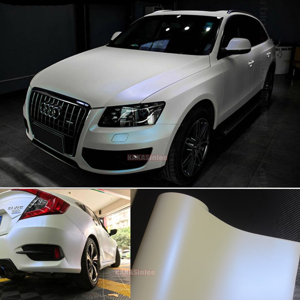 Whole Car Wrap Matte White to Blue Pearl Chameleon Vinyl Sticker 50FT x 5FT US