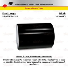 GLOSS BLACK 4″ 102mm Roll PIN STRIPE Car Striping Line TAPE Decal Vinyl Sticker