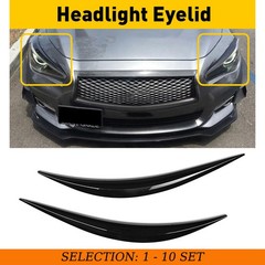 2-20 Gloss Black Headlight Eye Lid Cover Eyelid Eyebrow for Infiniti Q50 2014-23