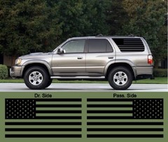 Side window American flags. Compatible with 3rd GEN Toyota 4 Runner. Both sides