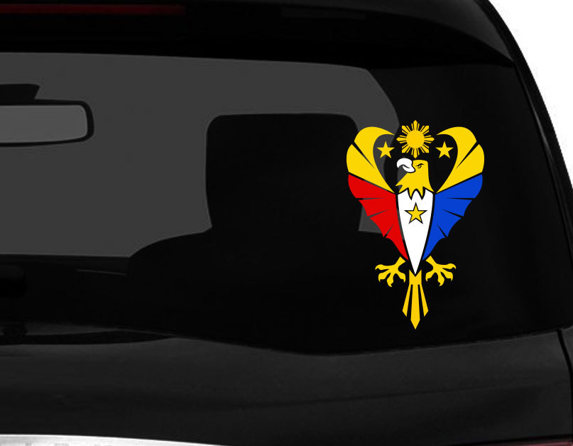 Philippine Vinyl Car Decal Sticker 8″ (H) with Eagle #2 Filipino Flag design RL