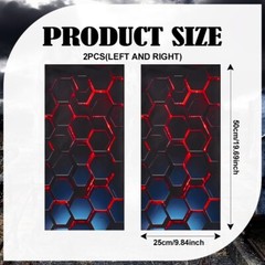 2x Red&Black Honeycomb Car Stickers B Pillar Waterproof Center Column Decal
