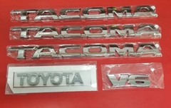 TOYOTA TACOMA EMBLEMS 5 PCS SET/ DOORS AND TAILGATE CHROME ABS DECALS NEW