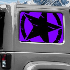 Rear Window Wrap Graphic Decal for Jeep Wrangler 2011-2020 TORN ARMY STAR PURPLE