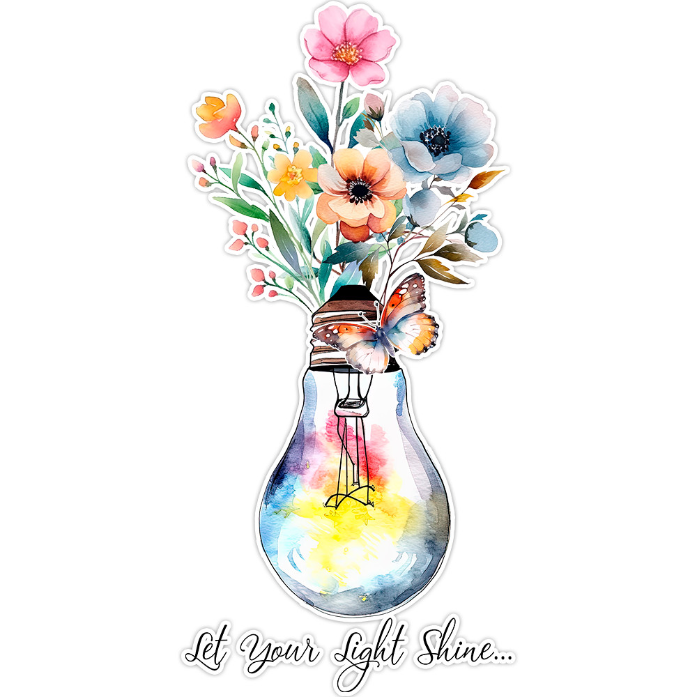 Let Your Light Shine Floral Butterfly Christian Bumper Sticker Vinyl Decal 5″
