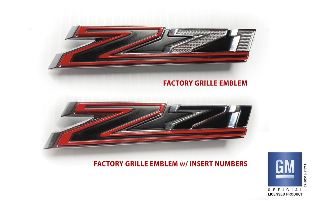 2019 20 21 22 23 24 25 Chevy Silverado 1500 Blackout Z71 Grille Emblem Inserts