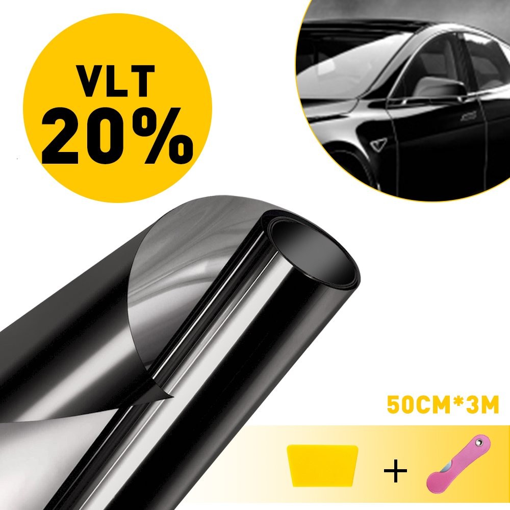 VLT 20% 20″ Roll Uncut x 10FT Window Tint Film Charcoal Black Car Glass Office