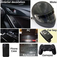Black 6D Carbon Fiber Vinyl Wrap Roll 1ft x 10ft, Lypumso Super Glossy Car
