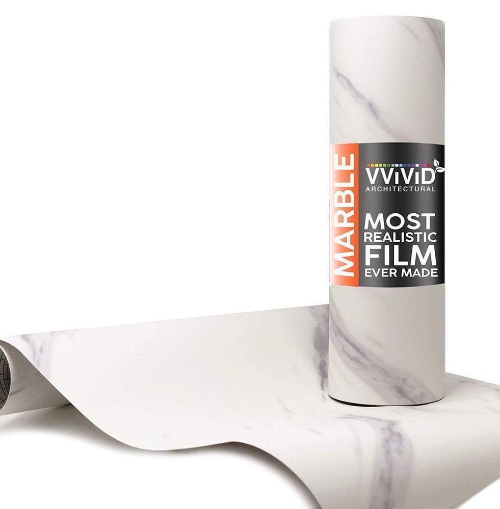 VVivid Slanted Carrara White Marble Matte Vinyl Wrap Architectural Film | V132