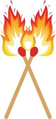 3” Matches Sticker Crossed Flame Fire Burn Burning Smoke Light Lighter Bright