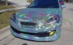 Hex Holographic Porcelain Blue Rainbow Chrome Car Vinyl Wrap Sticker Decal Sheet