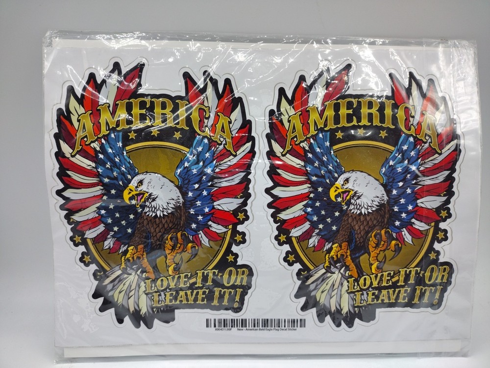 American Bald Eagle: American Flag – Love it or Leave it Decal Sticker 6″ X4″
