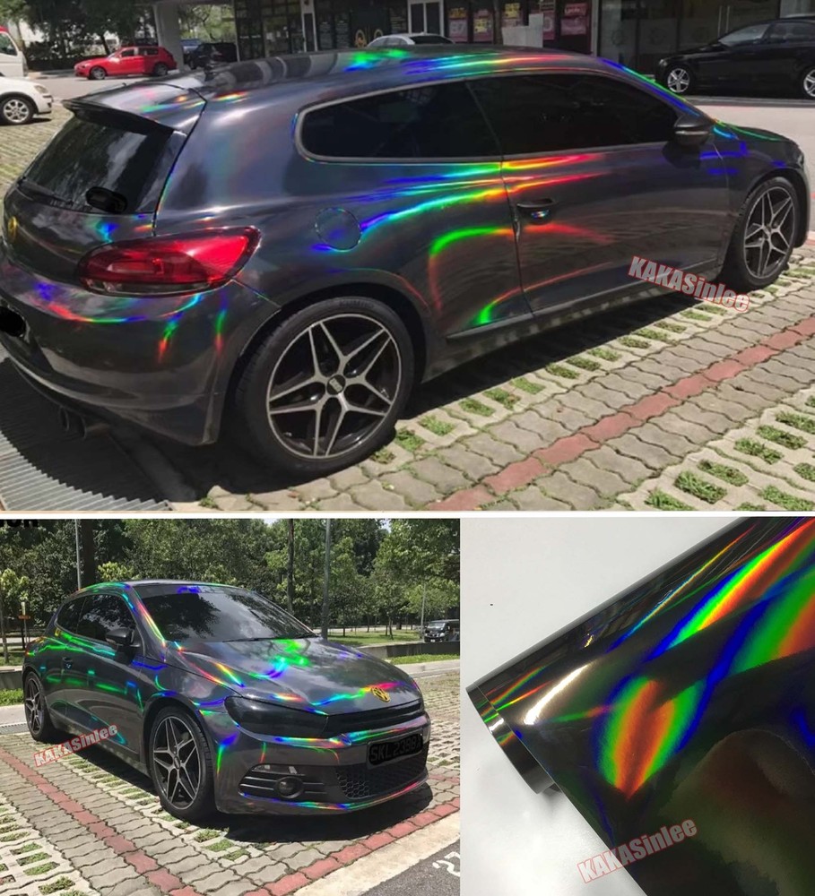 65FT Black BN Laser Gloss Mirror Chrome Chameleon Full Car Vinyl Wrap Sticker US