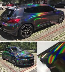 Black BN Stretch Gloss Laser Chrome Chameleon Mirror Car Vinyl Wrap Sticker US