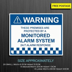 Monitored Alarm System Sign, Self Adhesive Waterproof Vinyl Sticker