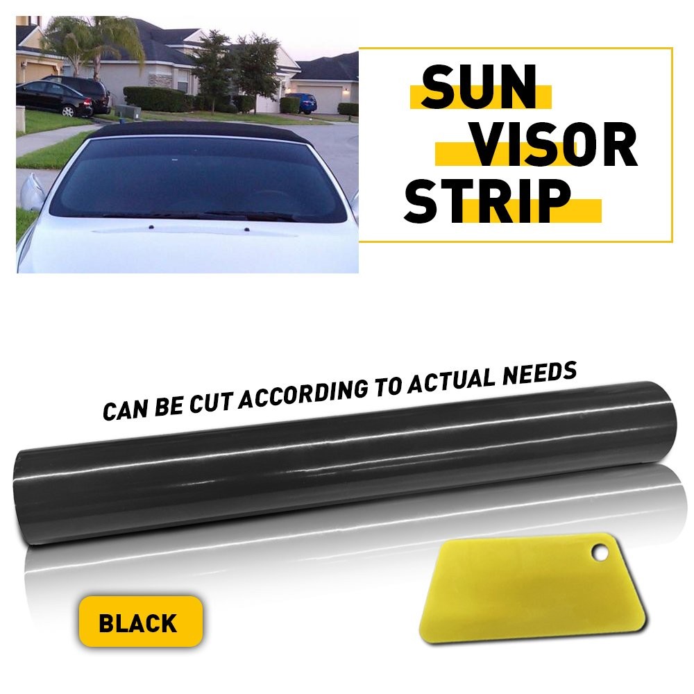 60×10” Car Window Tint Windshield Sun Visor PVC Vinyl Decal Strip Sticker Black