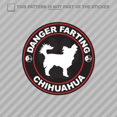 Danger Farting Long Haired Chihuahua Sticker Self Adhesive Vinyl dog canine pet