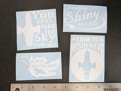 Firefly Inspired Quotes Decal 4Pack: I am a leaf on the wind, I aim to misbehave