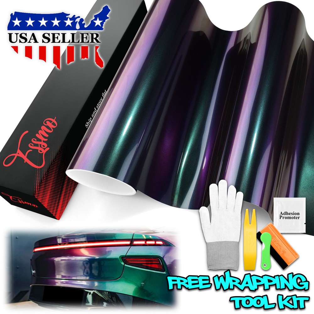 ESSMO PET Galaxy Dust Gloss Spectrum Purple Green Car Vinyl Wrap Decal Sticker