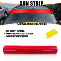 Red Window Sun Visor Strip Tint Film Front Windshield UV Shade Decal Banner Trim
