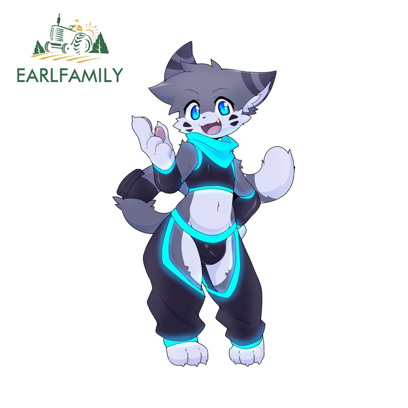 EARLFAMILY 5.1″ Cute Furry Car Stickers Creative Suitcase VAN SUV ATV JDM Decals