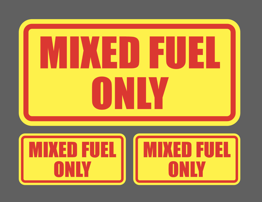Mixed Fuel Only Vinyl Decal Sticker Red Yellow Label Oil Gas Door Label UV 3for1