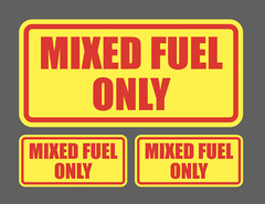 Mixed Fuel Only Vinyl Decal Sticker Red Yellow Label Oil Gas Door Label UV 3for1