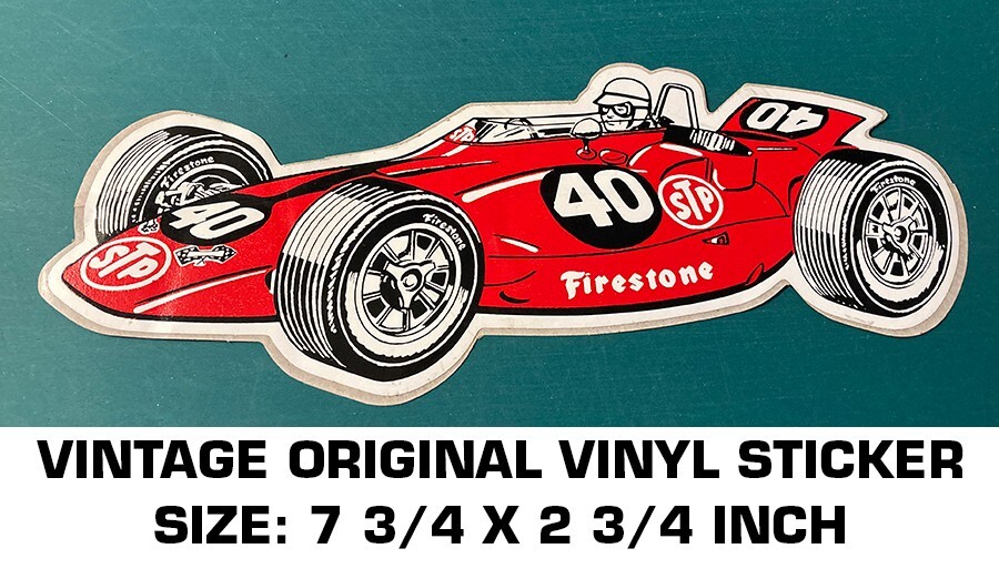 STP FIRESTONE #40 RACE CAR VINTAGE ORIGINAL VINYL STICKER DECAL RACING *