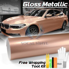 Gloss Metallic Rose Gold Candy Decal Car Vinyl Wrap Film Sticker Sheet Sparkle