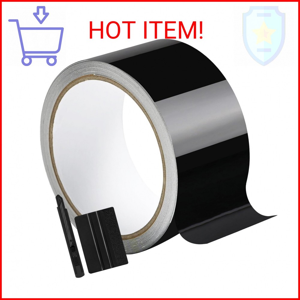 GRTHTATI 2IN X 30FT Gloss Black Vinyl Wrap for Chrome Delete Window Trim Car Doo