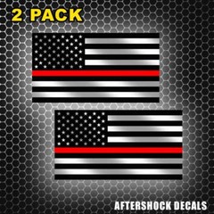 Firefighter Red Line Decal American Flag Sticker 2 pk Fireman IAFF Department