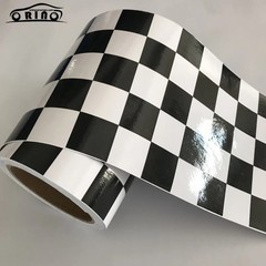 Black White Checkered Flag Vinyl Wrap Glossy Car Motorbike Decal Air Release