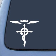 Full Metal Alchemist Anime Cross Vinyl Decal 6″ White