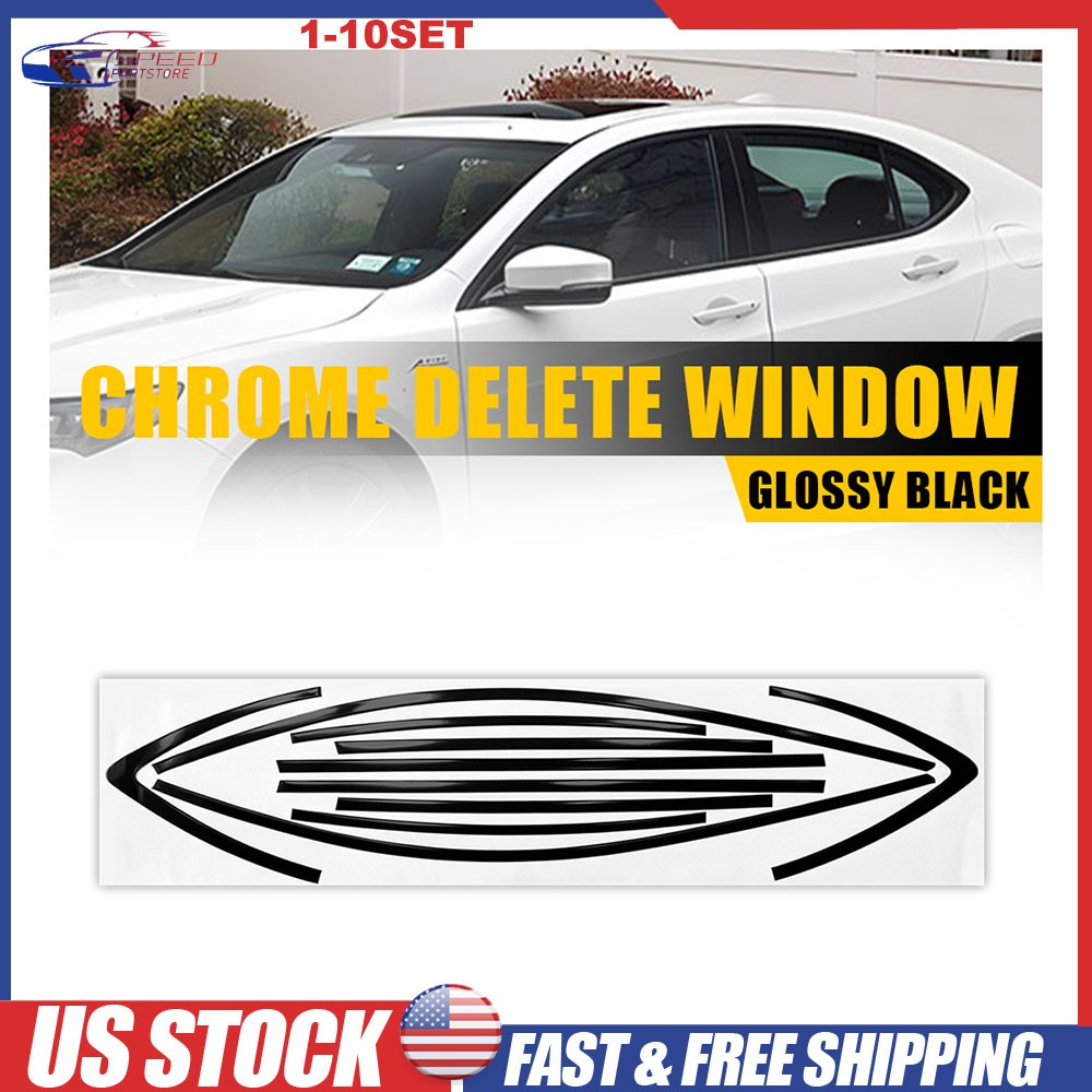 Black Delete Blackout Window Overlay Vinyl Sticker For Acura TLX 2015-2020 1-10