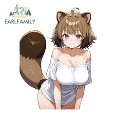 EARLFAMILY 5.1″ Furry Girl Car Stickers Funny Creative Fashionable Decoration