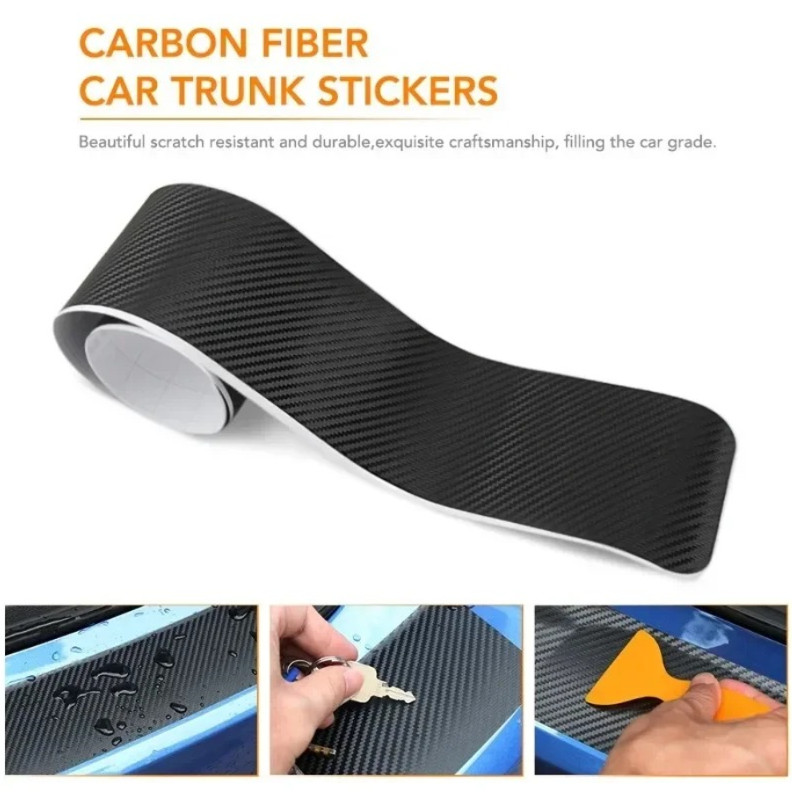 1pc 3D Carbon Fiber Car Threshold Protector Sticker Film Car trunk pedal sticker